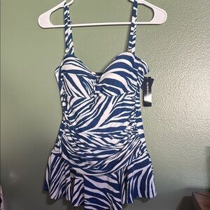 Blue and White Zebra Print Kids One Piece